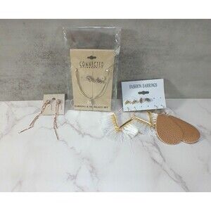 VTG 80s 90s Jewelry Earrings Necklace Rhinestone Gold Tone Silver Tone Lot of 6